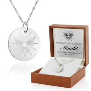 Naszyjnik srebrny damski z grawerem na bierzmowanie - Pięćdziesiątnica