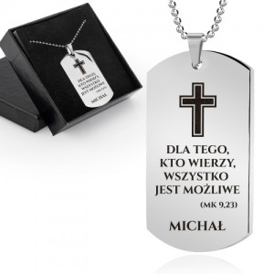 Nieśmiertelnik z grawerem stalowy na bierzmowanie - Możesz wszystko