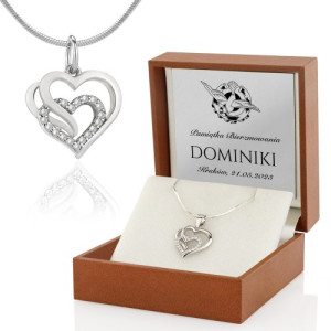 Naszyjnik srebrny serce z cyrkoniami (pr.925) na bierzmowanie - Wiara