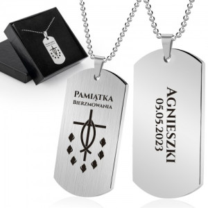 Nieśmiertelnik stalowy z grawerem na bierzmowanie - Pamiątka