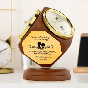 Stacja pogody: termometr, zegar, barometr i higrometr na ślub - Miłość