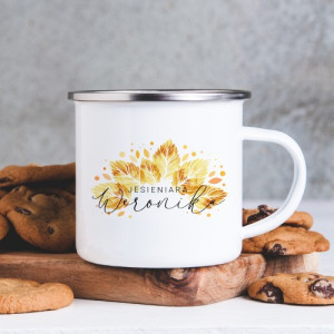Kubek emaliowany z nadrukiem dla niej - Jesieniara