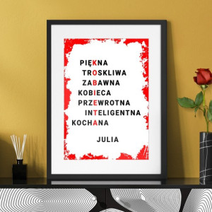 Plakat w ramce (30x40) z personalizacją dla niej - Ideał