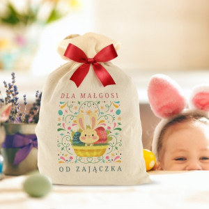 Worek na prezenty na Wielkanoc (40x60 cm) z imieniem - Od zajączka
