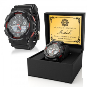 Zegarek Casio G-shock GA-100-1A4ER dla chłopca na komunię - Czasomierz