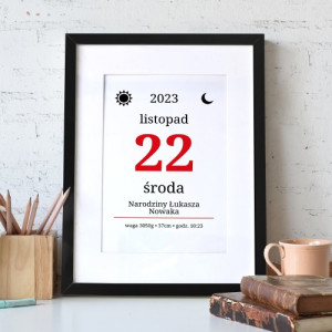 Plakat w ramce (21x30 cm) na urodziny - Kartka z kalendarza