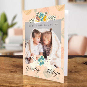 Kartka na Wielkanoc ze zdjęciem - Tęczowe pisanki
