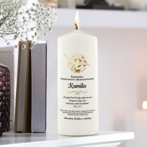 Świeca dekoracyjna na bierzmowanie z nadrukiem imienia - Mocna wiara