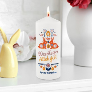 Świeca dekoracyjna na Wielkanoc z nadrukiem - Wesołego Alleluja!