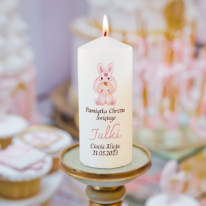 Świeca dekoracyjna na chrzest z nadrukiem - Dobra nowina