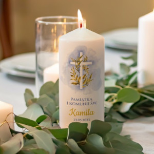 Świeca dekoracyjna na komunię z nadrukiem - Wiara