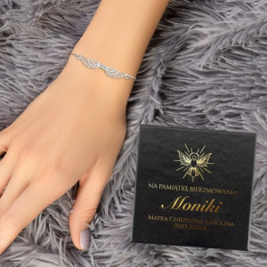 Bransoletka srebrna (pr. 925) skrzydła na bierzmowanie - Anioł stróż