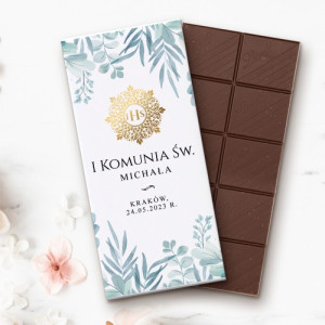 Czekolada personalizowana na komunię dla chłopca - Hostia
