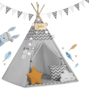 Namiot tipi dla dzieci z imieniem i zestawem poduszek - Kryjówka