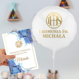 Balon z helem i kartka na komunię dla chłopca - Uroczysty dzień