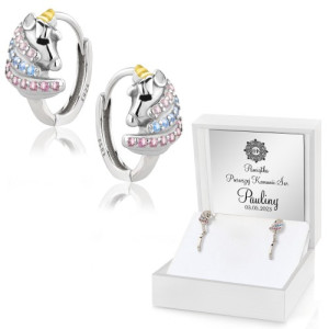 Kolczyki srebrne jednorożec (925) dla dziewczynki na komunię - Blask