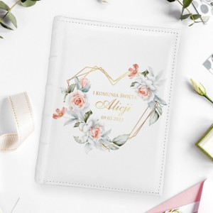Album na zdjęcia z nadrukiem dla dziewczynki na komunię - Białe kwiaty