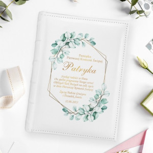 Album na zdjęcia z nadrukiem dla chłopca na komunię - Białe kwiaty