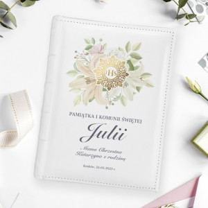 Album na zdjęcia skórzany z nadrukiem na komunię - Hostia