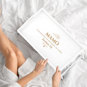 Stolik śniadaniowy z grawerem dla mamy - Śniadanie do łóżka