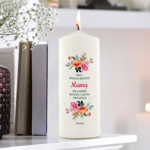 Świeca dekoracyjna z nadrukiem dla mamy - Cały mój świat