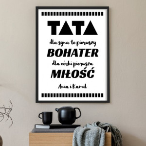 Plakat w ramce (30x40) z personalizacją na dzień ojca - TATA