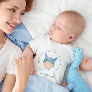 Body niemowlęce (r.74) z nadrukiem dla chłopca - Pierwszy dzień dziecka
