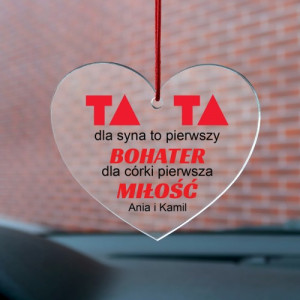 Zawieszka do auta z nadrukiem dla taty - Bohater