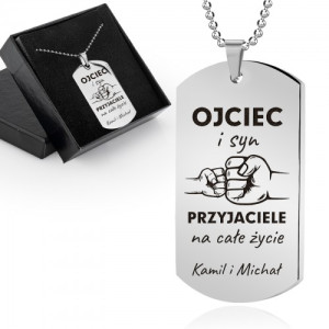 Nieśmiertelnik z grawerem stalowy dla taty - Ojciec i syn