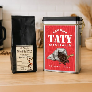 Kawa i puszka na kawę z nadrukiem dla taty - Kawusia tatusia