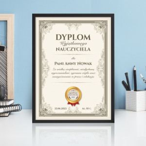Plakat w ramce (30x40) z personalizacją dla nauczyciela - Dyplom