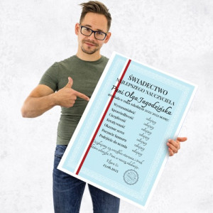 Kartka XXL z życzeniami dla nauczycielki - Świadectwo