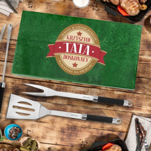 Akcesoria do grilla w skrzynce z nadrukiem dla taty - Tata doskonały