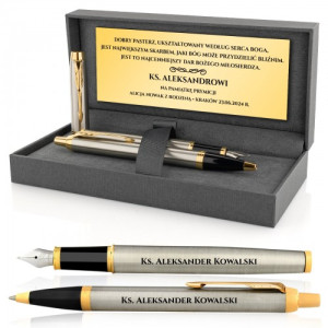 Pióro i długopis Parker IM Brushed GT na prymicje - Dobry pasterz