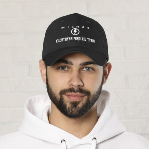 Czapka z daszkiem i nadrukiem dla elektryka - Prąd nie tyka