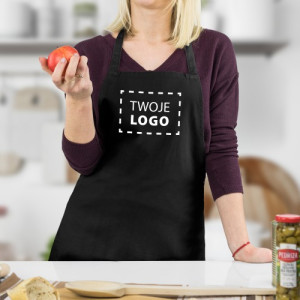 Fartuch kuchenny damski z nadrukiem logo czarny - Apetyt