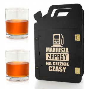 Kanister barek czarny z grawerem i szklankami dla niego - Zapasy