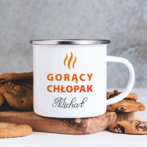Kubek emaliowany z nadrukiem dla niego - Gorący chłopak