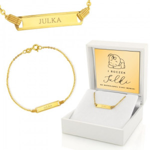 Złota bransoletka pr. 585 z grawerem na roczek dla dziewczynki - Strojnisia