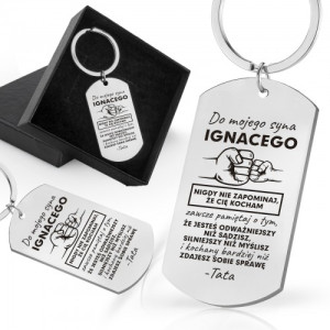 Nieśmiertelnik brelok z grawerem dla syna - Nie zapominaj