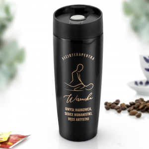 Kubek termiczny z grawerem dla fizjoterapeutki - Ręce artystki