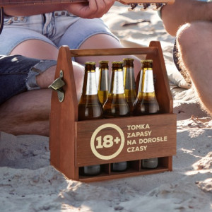Drewniana skrzynka na piwo z grawerem na 18 urodziny - Dorosłe czasy