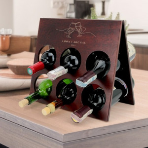 Stojak na wino drewniany z grawerem dla pary - Toast