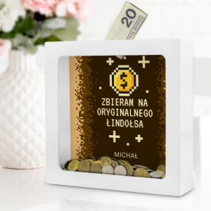 Skarbonka drewniana z szybką i nadrukiem dla informatyka - Oprogramowanie