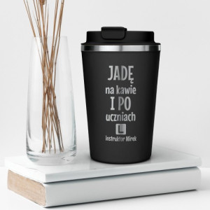 Kubek termiczny z grawerem dla instruktora jazdy - Jeżdżę po kawie