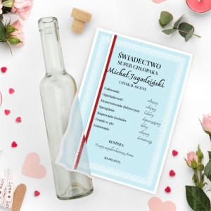 List w butelce z dedykacją dla chłopaka - Świadectwo