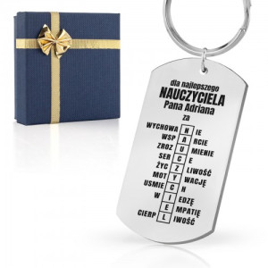 Nieśmiertelnik brelok z grawerem dla nauczyciela - Krzyżówka