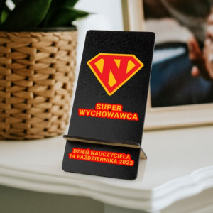 Stojak na telefon z nadrukiem na dzień nauczyciela - Super Nauczyciel
