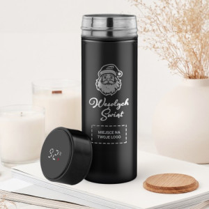 Kubek termiczny z wyświetlaczem i grawerem logo - Świąteczny napój