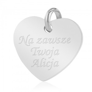 Charms serduszko srebrne (pr. 925) z grawerem - Miłość